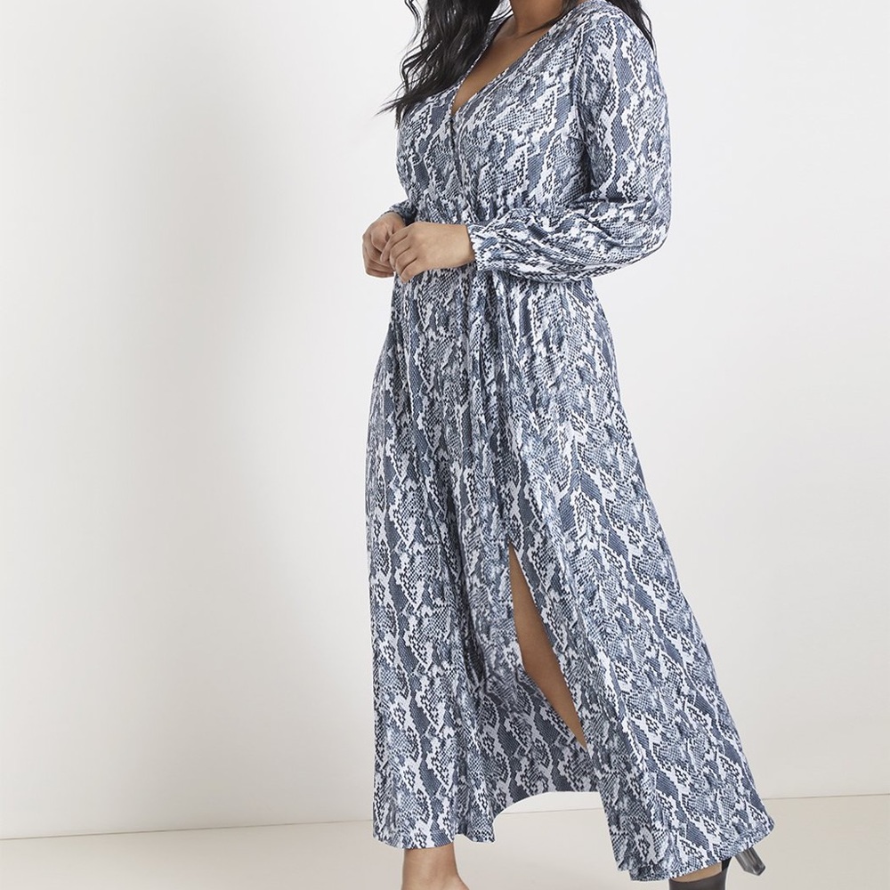 Eloquii Wrap Maxi Dress in Snake Skin Size 20